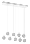 Trio, Suspension, Mela 9xE14, max.25,0 W Verre, Blanc, Corps: Métal, blanc mat L:102,0cm, L:22,0cm, H:150,0cm IP20,Sans illuminant,Réglable en hauteur