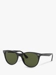 Ray-Ban RB2185 Women's Wayfarer II Evolve Polarised Sunglasses, Black/Green