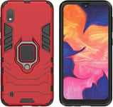 Étui De Protection Antichoc Hybride Double Couche Avec Support De Bague Et Support De Voiture Magnétique Couverture Arrière Pour Samsung Galaxy A10 Rouge