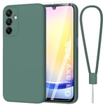 Fyriswho Coque Compatible pour Samsung Galaxy A25 5G + 1 Pièces Verre Trempé, Souple Silicone Mince Étui Protection Anti-Rayures Housse pour Samsung Galaxy A25 5G (6.5") - Vert foncé