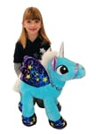 Licorne 50 CM Grande Peluche En Pieds Poney Cheval Bleu pour Enfants Garçons