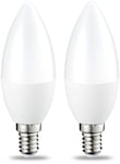 Amazon Basics Petite ampoule bougie LED E14 B35 avec culot à vis, 6W (équivalent incandescente de 40W), CRI80, dimmable, Lot de 2, blanc chaud