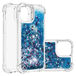 IMEIKONST Compatible with iPhone 14 Pro Max Glitter Case, Liquid Sparkle Quicksand Clear Transparent Sequin Girls Slim TPU Bumper Silicone Shockproof Cover for iPhone 14 Pro Max. Love Blue YBW