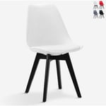 Chaise de cuisine moderne style Goblet scandinave avec pieds noirs Nordica BE Couleur: Blanc