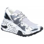 Steve Madden Cliff Ladies Modern Cosy Leather/pony Hair Fashion Trainers Silver