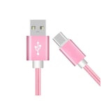 CABLE CHARGE TRESSE NYLON USB-C TYPE C 1.45M SAMSUNG XIAOMI HUAWEI OPPO ROSE