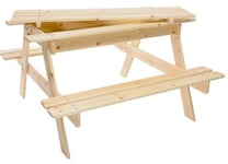 TIMBELA M010-1 Table Enfant pour Le Jardin - Table et Chaise Enfant avec Boite de Rangement - Salon de Jardin Enfant 90x90xH50 cm pour l'extérieur ou à l'intérieur