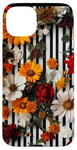 Coque pour iPhone 15 Plus Blanc Pop Art Rayé Sauvage Automne Automne Fleurs Floral