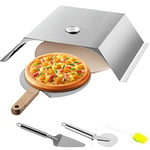 VEVOR Pizza Oven Kit, Stainless Steel Grill Pizza Oven, Pizza Maker Kit for Most 22" Charcoal Grilll, Grill Pizza Oven Kit Including Pizza Chamber, 13" Round Pizza Stone, 10 x 11.8 inch Pizza Peel