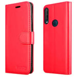 iCatchy For Alcatel 1S / 3L 2020 Case Leather Wallet Book Flip Folio Stand View Cover compatible for Alcatel 1S / 3L 2020 Phone Case (Red)