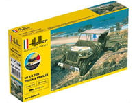 Jeep avec remorque kit complet avec peinture - échelle 1/72 - HELLER 56997