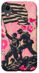 Coque pour iPhone XR Rose Pop Art Floral Iwo Jima Drapeau Américain Levage