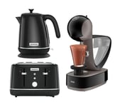 Kenwood Elegancy ZJP11.A0BK Jug Kettle, 4-Slice Toaster & De'Longhi Infinissima EDG260.G Coffee Machine Bundle