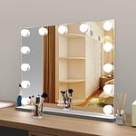 WONSTART Miroir de Maquillage Lumineux,Miroir LED avec 13 Lumières,Miroir Hollywood Coiffeuse,3 Modes Réglables Contrôle Tactile,Miroir Maquillage,Miroir de Table(52 * 41cm)