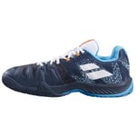 Babolat Chaussures de Padel Homme Movea Men-Maintien et Amorti-2 Sangles Puissantes-Semelle Respirante Ortholite-Marque Française-Grey/Scuba Blue, 48 EU Large