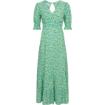 Koko Dress Long Open Back Short Sleeves - Emerald Green Summer Flower