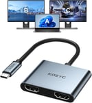 USB C vers Dual HDMI Adapter 4K@60Hz, Type C to HDMI Splitter Extended Display (MST Only Support Windows OS).[V9]