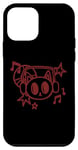 Coque pour iPhone 12 mini Y2K 90s Cat porte un casque d'écoute et entend de la musique