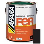 Apara - Peinture Fer Satin Noir profond (ral 9005) 2.5 litres