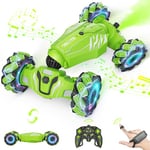 Dysaim Voiture Télécommandée Enfant, 4WD Voiture Télécommandée La Main, 2,4Ghz RC Car Drift, Rotation à 360°, Avec Lumière,Musique,Pulvérisation, Cadeau Noël pour Garçons Filles 6 7 8 9 10 12 Ans,Vert