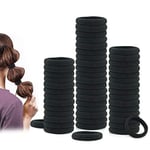 Dreamlover Thick Hair Bands for Women, Black Hair Ties No Damage, Soft Hair Bobbles for Thick Hair, 50 PCS