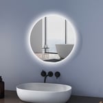 Miroir lumineux de salle de bain 50cm, led rond Miroir Mural Gradable lumière, interrupteur tactile - Meykoers
