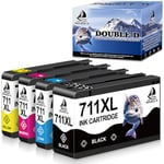 DOUBLE D 711XL Ink Cartridge Compatible with HP 711XL 711 XL Ink CZ129A CZ133A 80ML High Yield Replacement for HP Designjet T120 24 T120 610 T520 24 T520 36 T520 610 T520 914,4-Pack