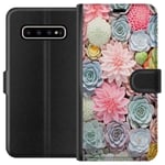 Samsung Galaxy S10+ Svart Plånboksfodral Växter