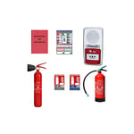 LIFEBOX JOD1 - Pack de Sécurité Alarme et Incendie ERP - Déclencheur Manuel Rouge, Extincteur 6l AB et Extincteur CO2 2kg - Panneaux Signalétiques - Kit Anti-Feu - Idéal pour Commerce et Maison