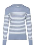 GANT Fine Knit Striped C-Neck Blå