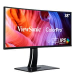 ViewSonic VP3881a Moniteur 38'' WQHD validé par Pantone, 100% sRGB, 5ms, USB, 10 bits, Noir