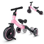 besrey 5 en 1 Tricycle Enfant,bébé évolutif 1-4 Ans,Vélo Draisienne, sans Pédale, Rose