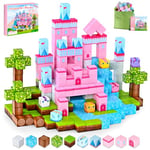 PINKCAT Construction Magnetique Enfant, 100 Pièces Blocs de Construction Magnétiques, Cube magnétique Pink Castle Architecture, Jeux Magnétiques pour Enfants 3 4 5 6 7 8 Ans