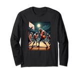 Werewolves Playing Basketball Under a Full Moon on Halloween Long Sleeve T-Shirt