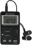 Retekess V112 Mini Pocket FM-radio, Bärbar Radio, FM AM, Uppladdningsbar Walkman, Väckarklocka, Hörlursuttag, Outdoor, for Camping Black