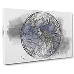 View of the Americas of Planet Earth Sketch Canvas Print for Living Room Bedroom Home Office Décor, Wall Art Picture Ready to Hang, 30 x 20 Inch (76 x 50 cm)