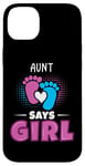 Coque pour iPhone 14 Plus Aunt Says Girl Tenue de révélation du sexe pour bébé