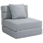 HOMCOM Chauffeuse canapé-lit Convertible Fauteuil 1 Place avec 1 Coussin déhoussable, Tissu Gris Clair