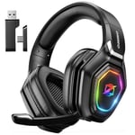 Ozeino Wireless Gaming Headset with Microphone, 2.4G & Type C Transmitter - 40h Battery Life - RGB Lighting Gaming Headphones for Ps5, Ps4, PC, Phone