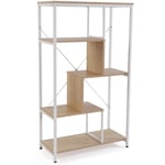 Norton Étagère murale bibliothèque style industriel, avec 5 étagères, dimensions (h x l x l) 132 x 35 x 75 cm, bois et métal, blanc et marron - Versa