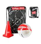 HUDORA Football Set Kicker Edition, Match Plan with Football Size 5, Ball Needle, Gym Bag & 4 Pylons, Red/White/Black