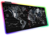 Världskarta XXXL Gaming-musmatta LED - RGB 90x40 cm