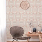 A.S. Création Retro 70's Shapes Wallpaper Beige/Cream/Pink Retro Chic 395365 8.50m x 0.53m Paste The Wall