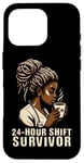 iPhone 16 Pro 24 Hour Shift Survivor Coffee Lover Funny Black Nurse Case