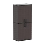 Duramax Cedargrain Armoire grand en plastique, armoire à 2 portes avec 4 étagères, armoire de jardin, armoire extérieure verrouillable, armoire courte résistante à l'eau, Marron