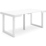 Table console extensible, Console meuble, 160, Pour 8 personnes, Pieds bois massif, Style moderne, Blanc - Skraut Home