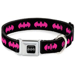 Buckle-Down DC-WBM215-WL Collier pour Chien avec Boucle de Ceinture de sécurité Batman Noir/Fuchsia Largeur 3,8 cm Tour de Cou 45,7 à 81,3 cm Taille L