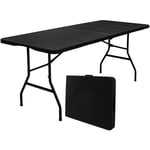 AMANKA Table de Jardin Pliante 180 x 74 cm - 6 Personnes - Table à Manger Noire