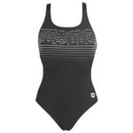 Maillots de bain Arena  W LOGO STRIPES V BACK ONE PIECE B - BLACK-WHITE - 46