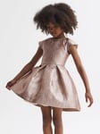 Reiss Kids' Nia Metallic Cap Sleeve Party Dress, Gold